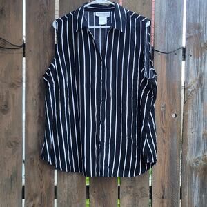 Chic Dressbarn Black & White Striped Blouse - Size 3X